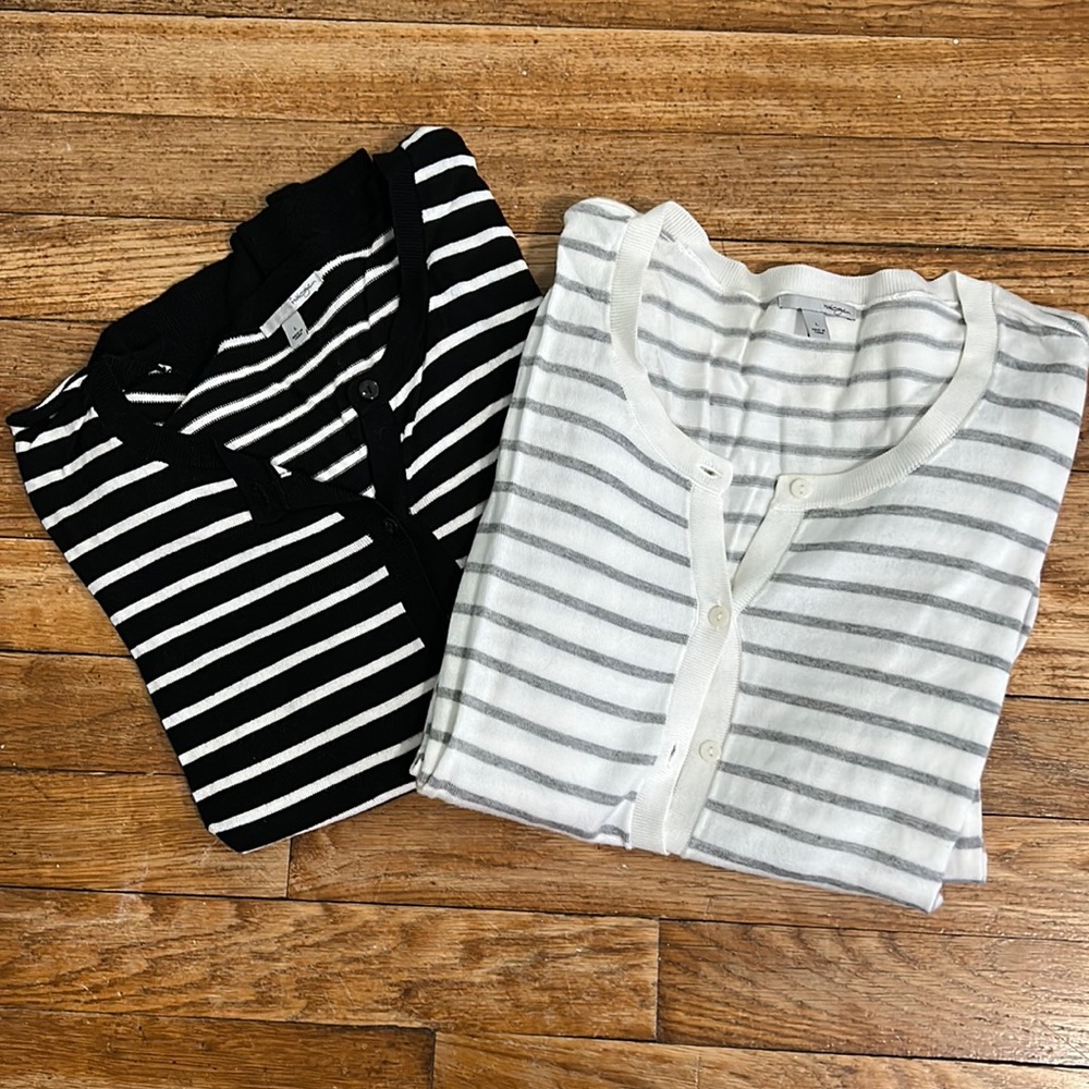 Pair of striped Halogen button cardigans